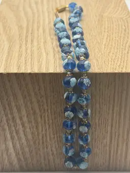 17. 18” Art Glass Blue Millefiori Bead Necklace