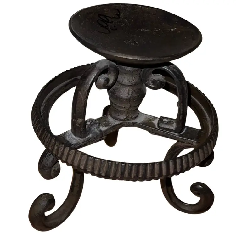 Steampunk Wrought Iron Candle Holder 6.5” Tall Holds 3.5” Candle