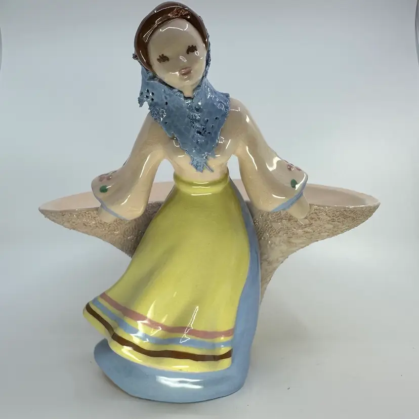 Rare 1940’s Ceramic Kaye of Hollywood Vase - Woman with Flower Pot
