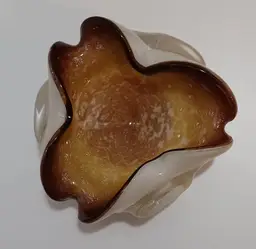 Vintage Art Glass Venetian White Cased Purple & Pink With Gold Aventurine  Bowl