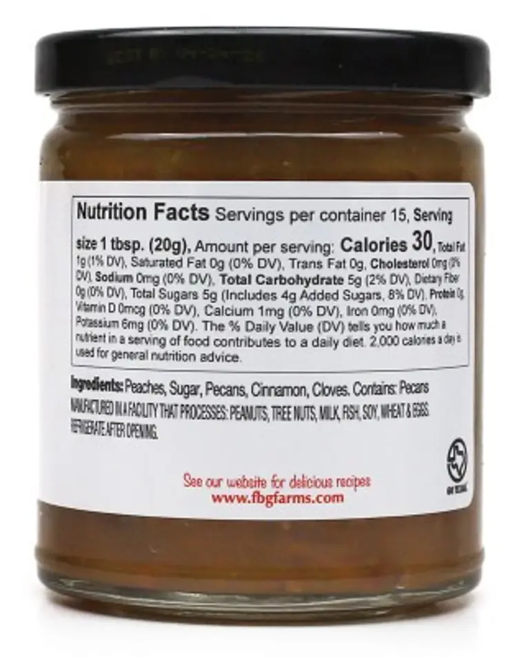 Fredericksburg Farms Peach Pecan Butter 9 OZ. Jar