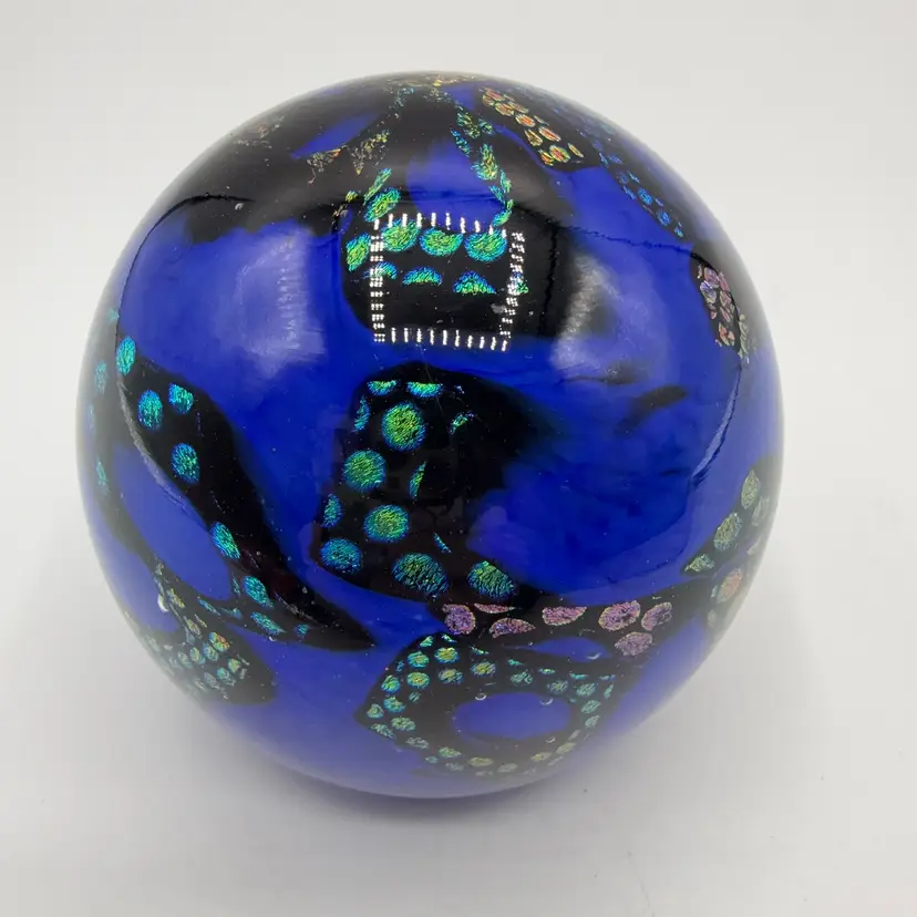 Deep Cobalt Blue With Dichroic Swirls Unmarked Paperweight