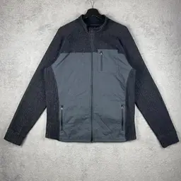 prAna Jacket Mens Extra Large Gray Quilted Panel Wool Blend Full Zip Pockets 3205