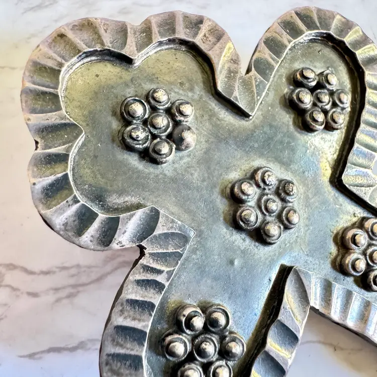 Scalloped Sterling Silver Mexican Cross Pendant with Beaded Accents