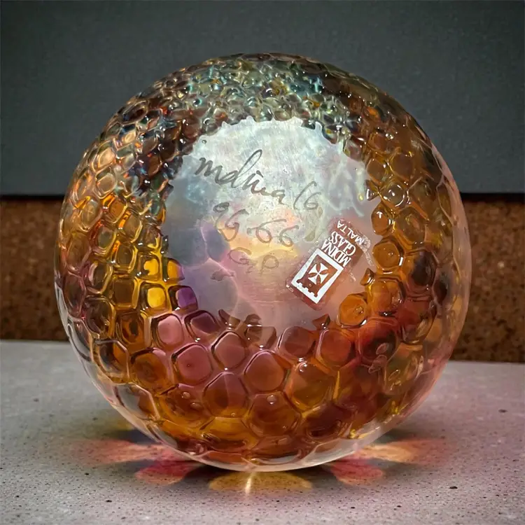 Vintage MDINA GLASS Small Art Glass Bowl ~ Made in Malta ~ Signed