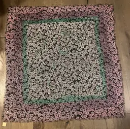 VTG Flowered Scarf with Fringe With Tags Pink and Green