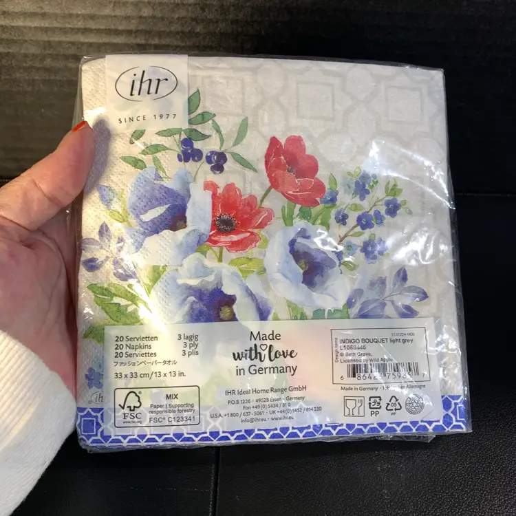 Blue Flower Napkins 20ct