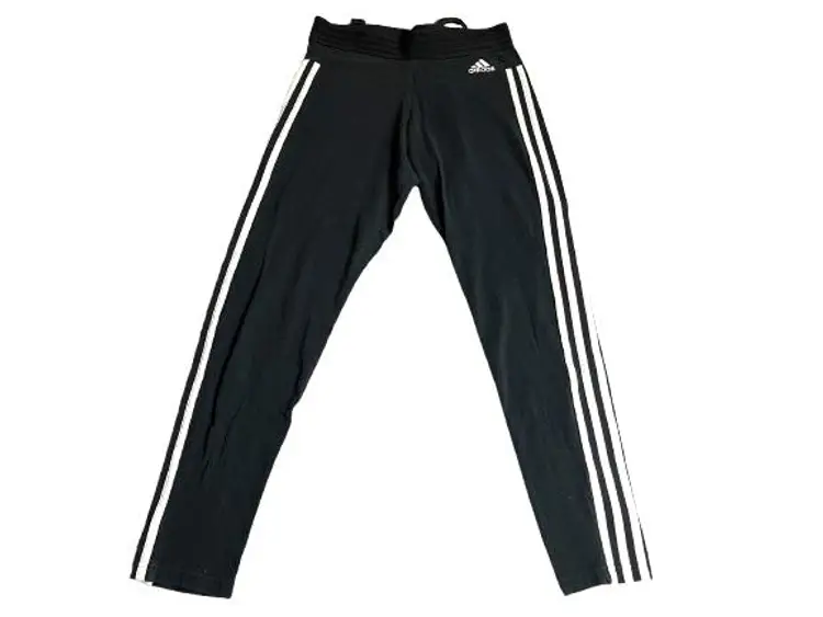 Adidas Pants Womens Medium (26x26) Black Three Stripe Training Yoga Active Sport