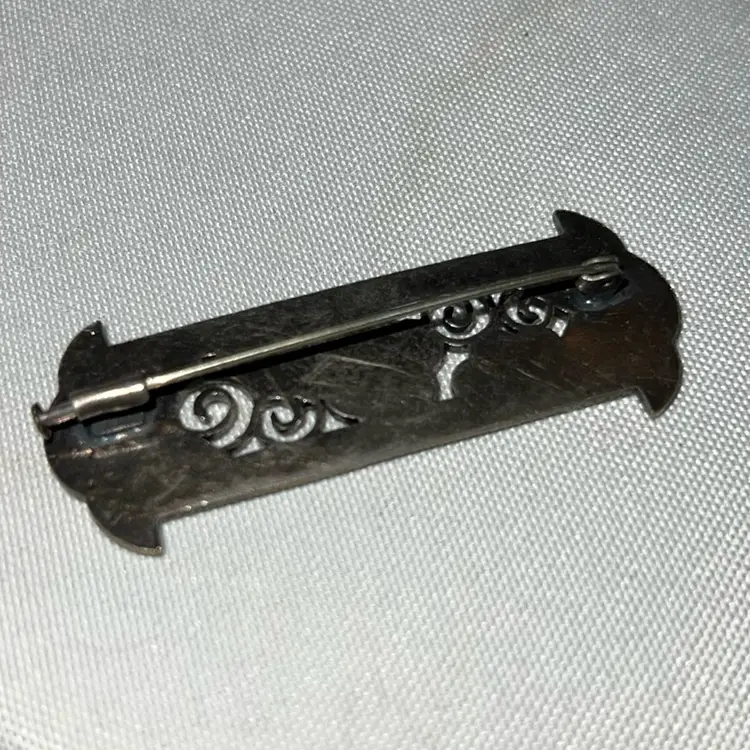 1930s Pierre Bex Art Deco Enamel Rhinestone Brooch 2.25”