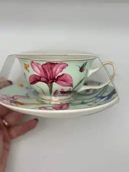Tea Cup (3”) And Saucer (6” Diameter) Flower And Butterflies Grace Teaware