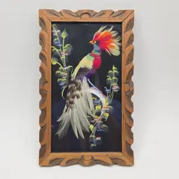 Mexican Folk At Feathercraft Colorful Bird Frames Wall Decor Hand Painted 10x6