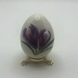 Goebel Porcelain Easter Egg With Purple Crocus Flowers