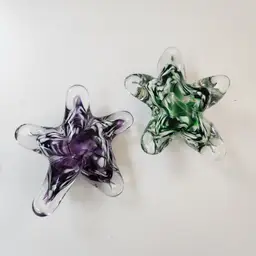 Artistic Glass Star Sculptures - Purple and Green