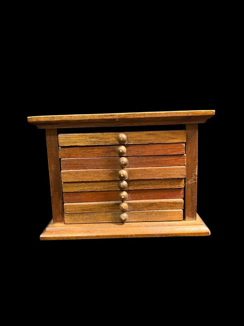 Wood & Cork  Set of 8 Coasters Within a Wooden Drawer-Style Chest-Larimore