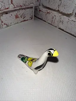 Vintage Tonala Mexican Pottery White Bird Figurine
