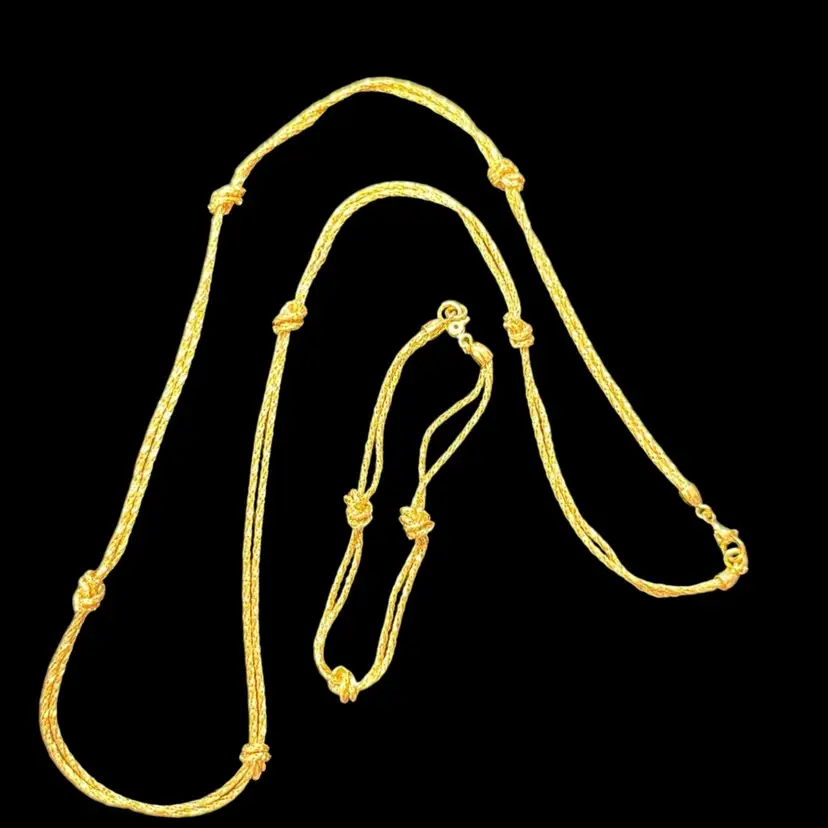 Monet Gold Tone Knot Necklace And Bracelet Set