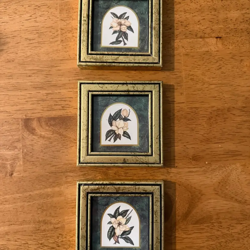 Vintage 4x4 Framed Magnolia Prints (Set of 3)