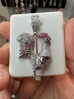 Large .925 & CZs Rooster pendant