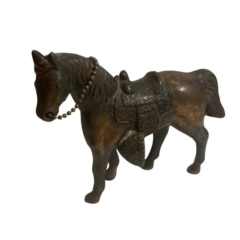 #246   Approximately 5.5” By 3.75” Tall Cast Copper Finish  Marked Bread Chain Horse