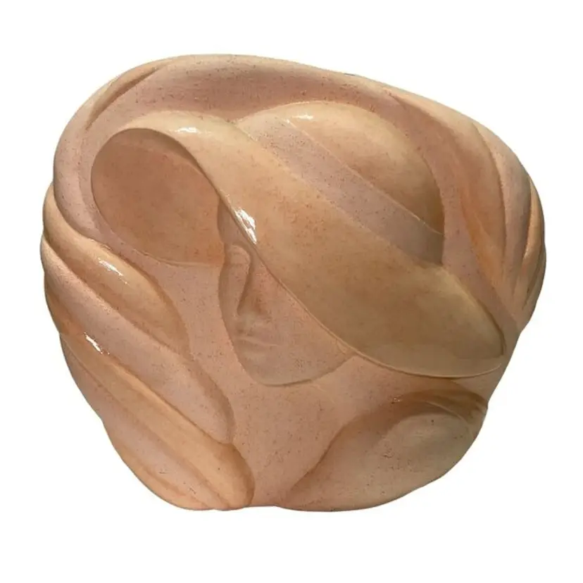 VTG ART DECO PEACH VASE LADIES BUST CERAMIC SATIN AND GLOSSY TONE SIGNED ARBY'S
