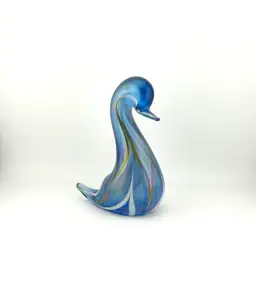 Vintage Stuart Abelman Blue Glass Bird 4.5”x 2.25”x 5.75”