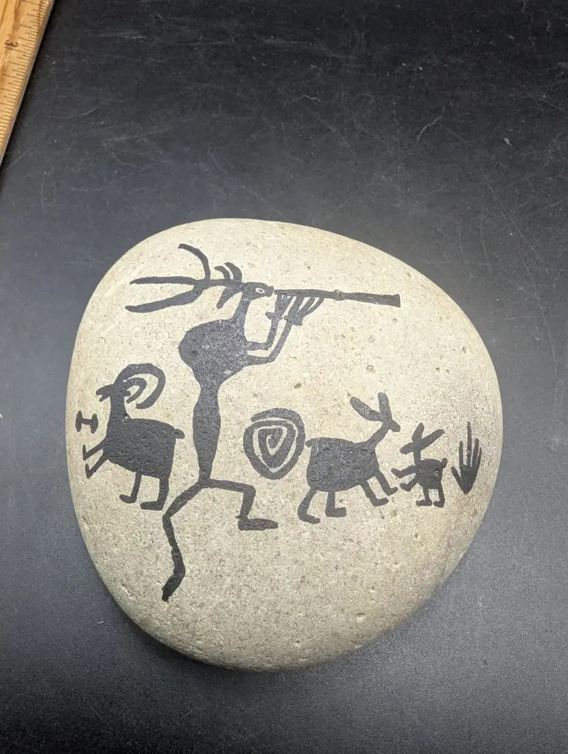 Petroglyphs Cave Art Drawing Stone Tribal Handmade Artist Keaton