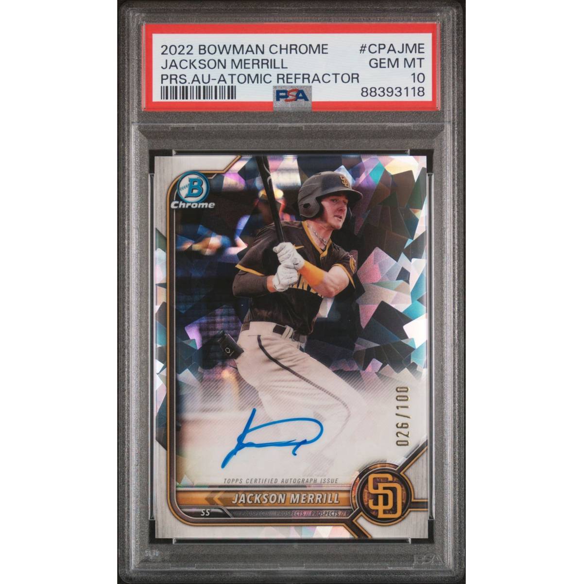 CHASING CARDBOARD · Jackson Merrill Bowman Chrome Atomic Refractor 