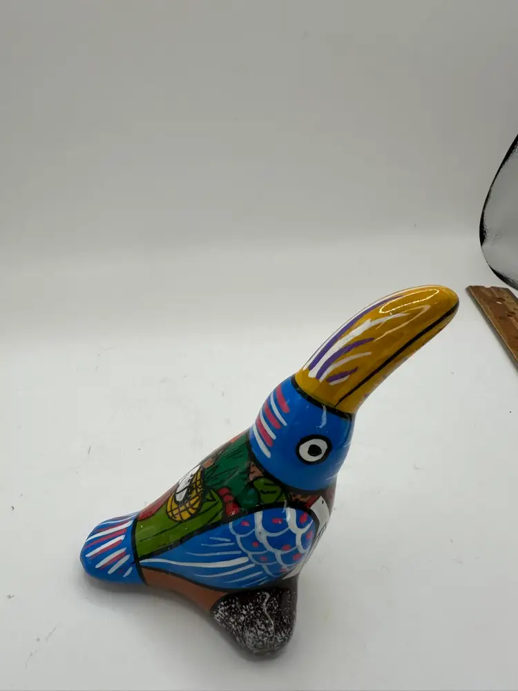 Mexican Pottery Tucan Bird Figurine Folk Art