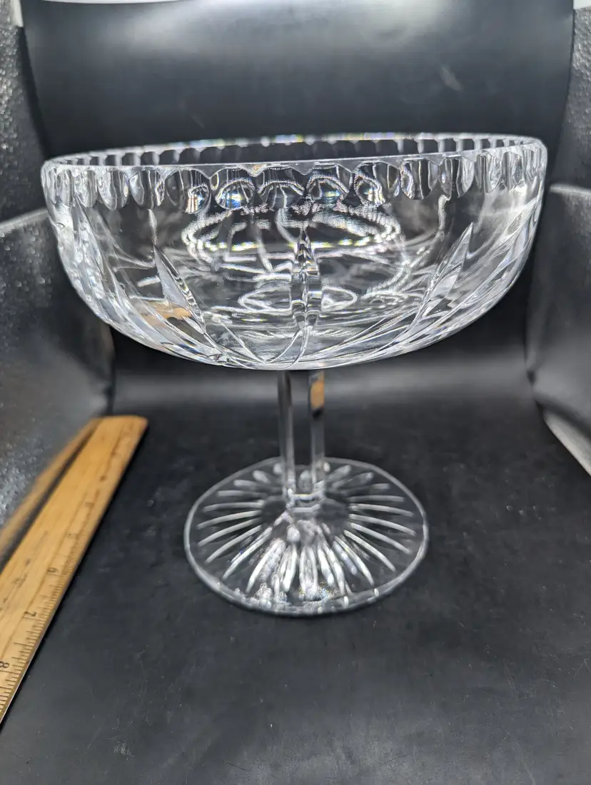 Vintage Lead Crystal Hand Cut  PEDESTAL Compote 7" Height EUC.
