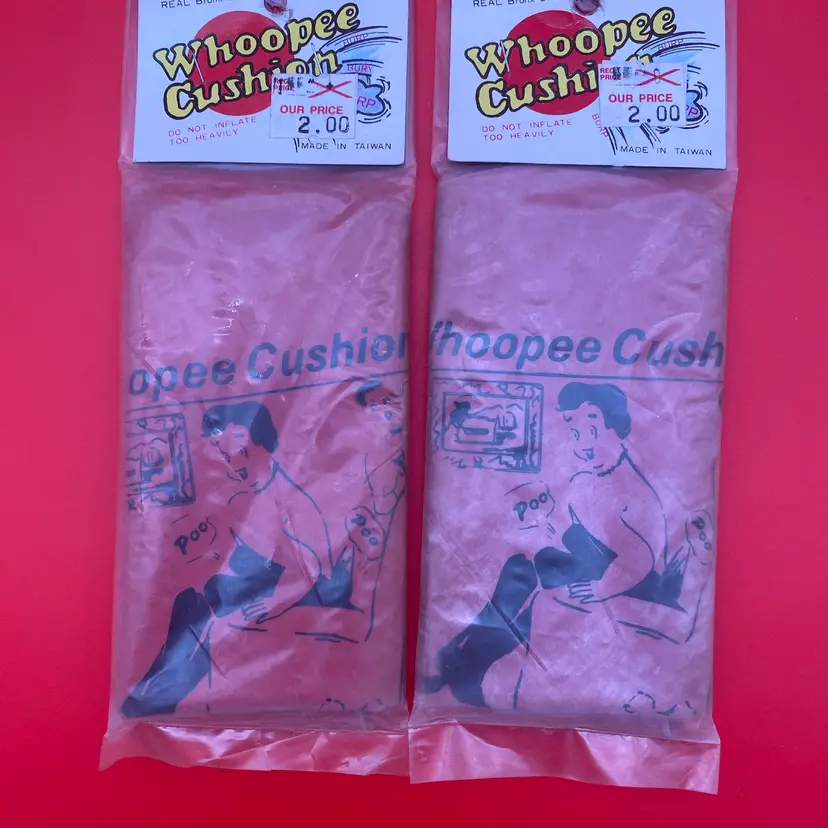 Whoopee Cushions Pair of Vintage Fart Noise Toys - Sealed - 1970's New Old Stock