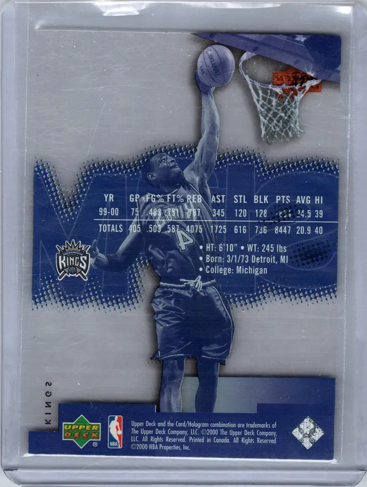 Upper Deck Basketball SLAM Chris Webber Kings