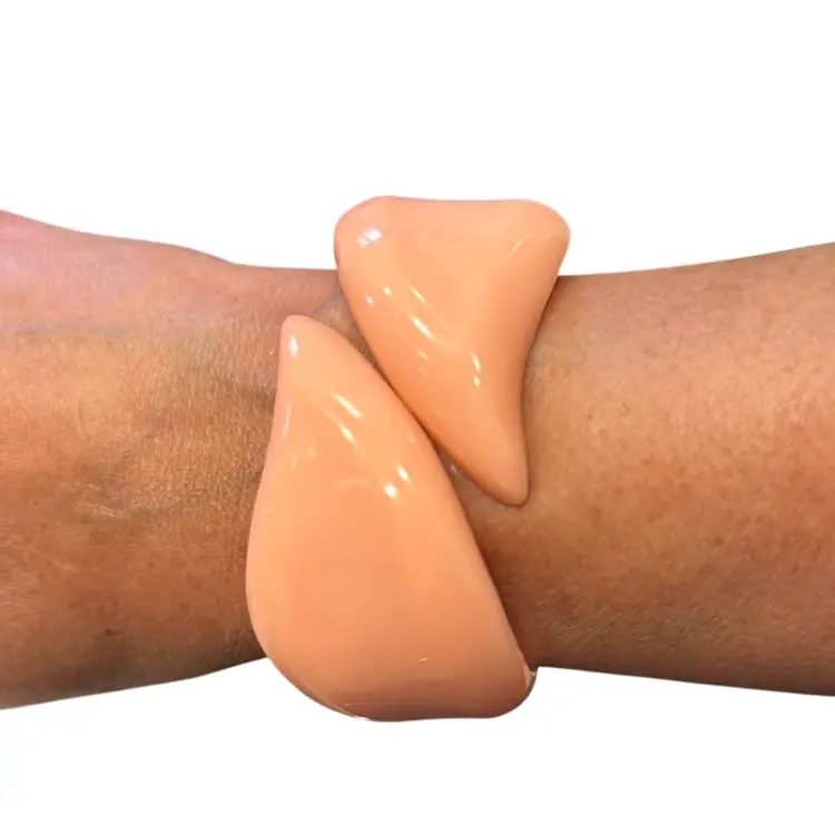 Vintage MCM Lucite Chunky Pink Wrap Around Clamper Bracelet