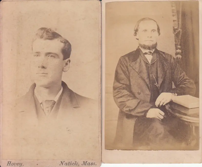 #03 lot of 2 very old cdv photos-gentlemen-2.5x4 inch-look!