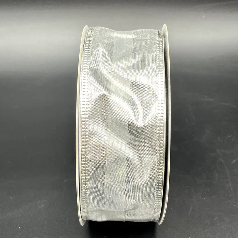 Wired Edge Ribbon 2" x 75' (25 yds) Solid Shiny Metallic Silver