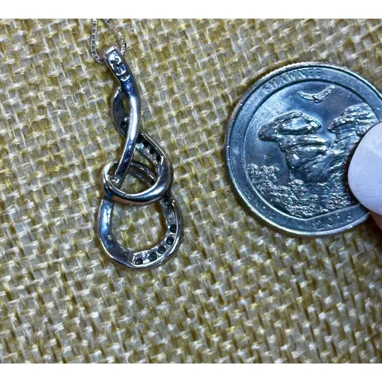 Sterling Silver 925 Vintage Diamond Infinity Pendant with 18 in Necklace