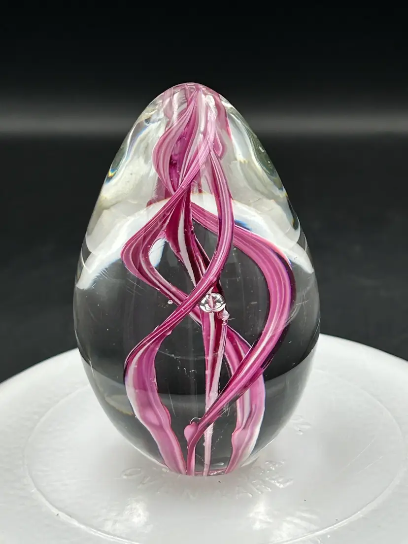 Glass Eye Studio paperweight Pink Swirls & Suspended  Bubbles GES 99