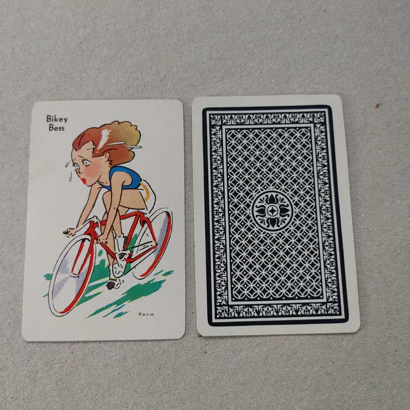 1 single swap card. Old Maid by Whitman. 1940-1950. Bikey Bess.