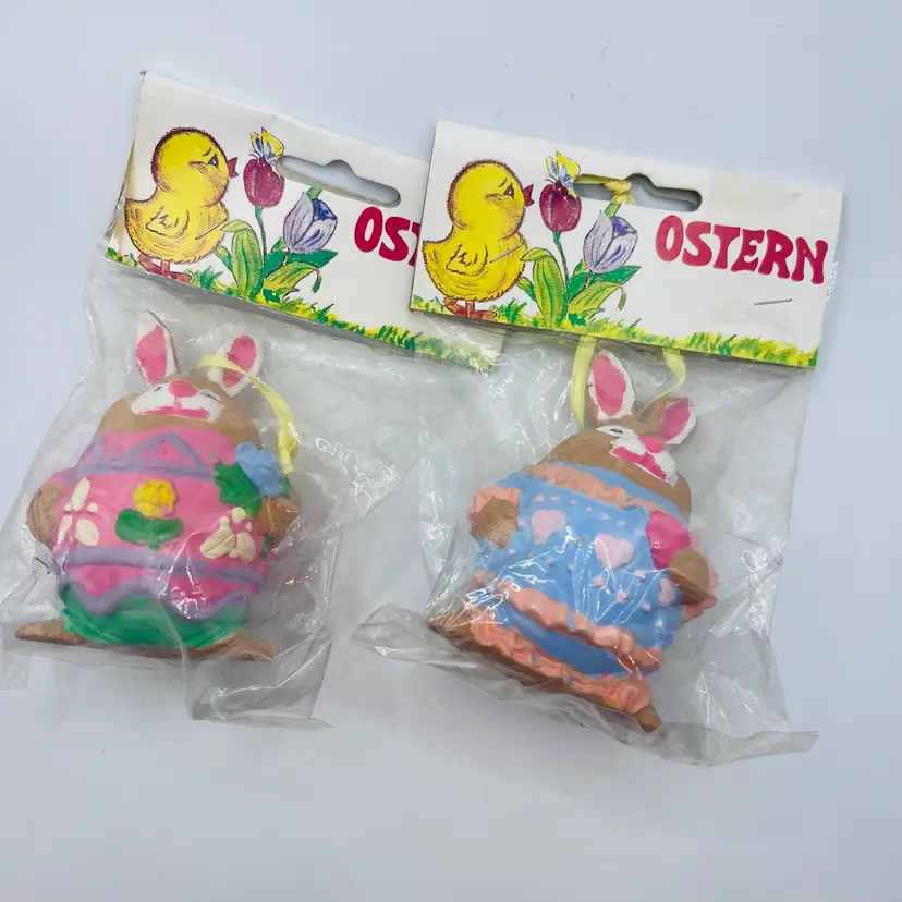 Vintage NOS Easter Ornaments Bunny Couple