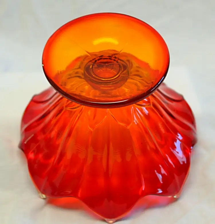 Vintage Amberina Glass Pedestal Bowl