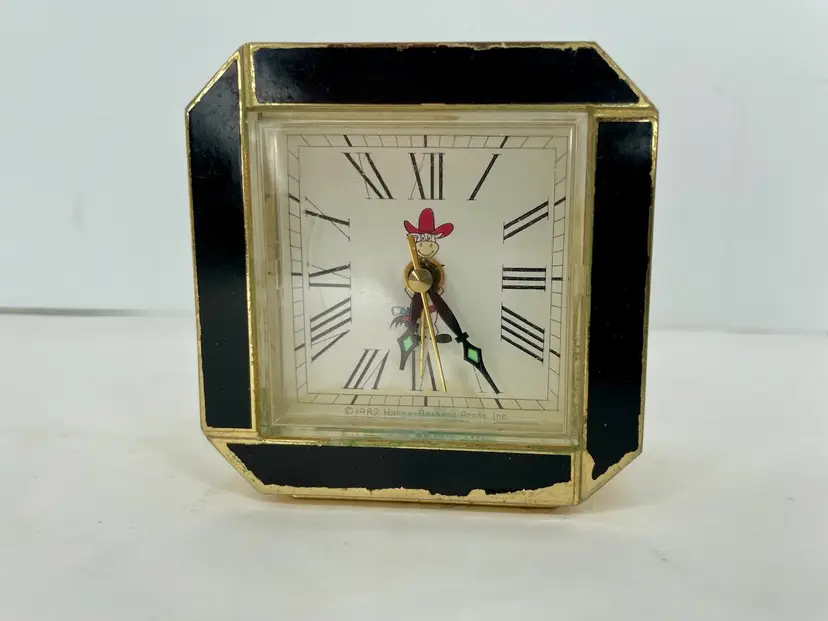 Vintage Hanna-Barbera Quick Draw McGraw Horse Travel Alarm Clock 1982 Japan
