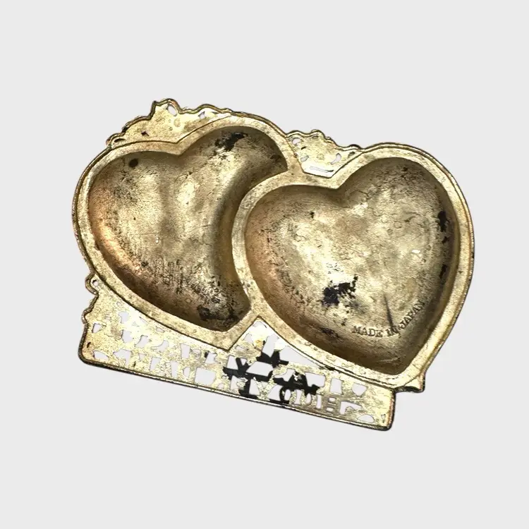 Vintage Double Heart Las Vegas Trinket Dish