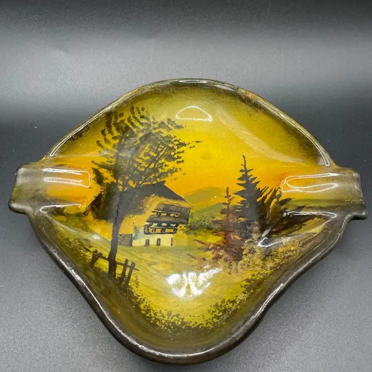 Hand Painted Pottery Ashtray