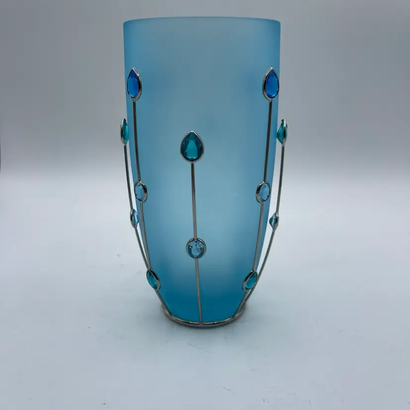 Swarovski Yasmine Hurel 2005 Jewels Capri Blue Vase Aquamarine/Blue 7.25”