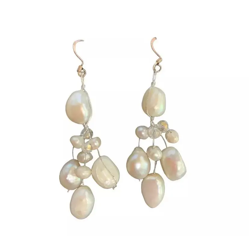 Earrings FreshWater Pearls Glass Bead Ear Hooks Dangling Earrings