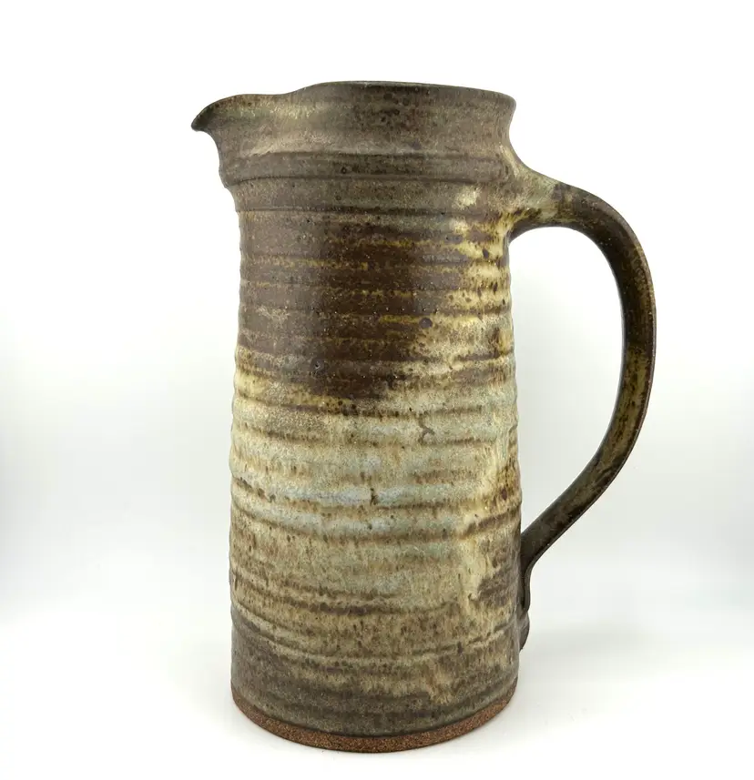 Signed Studio Pottery Pitcher 6"x 4.25"x 8.5"