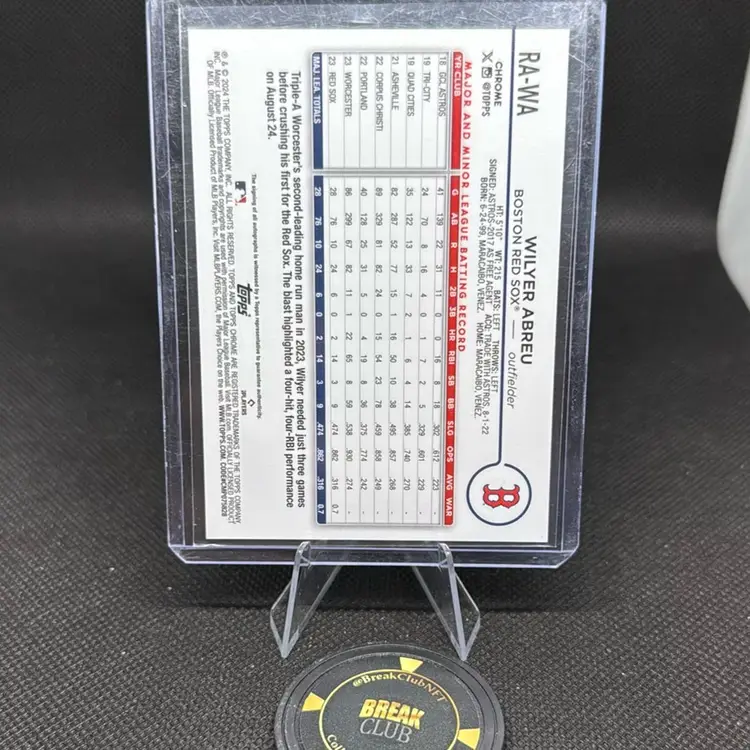 Wilyer Abreu 2024 Topps Chrome Auto RC Boston Red Sox