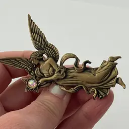 JJ brass Angel brooch with rhinestone star