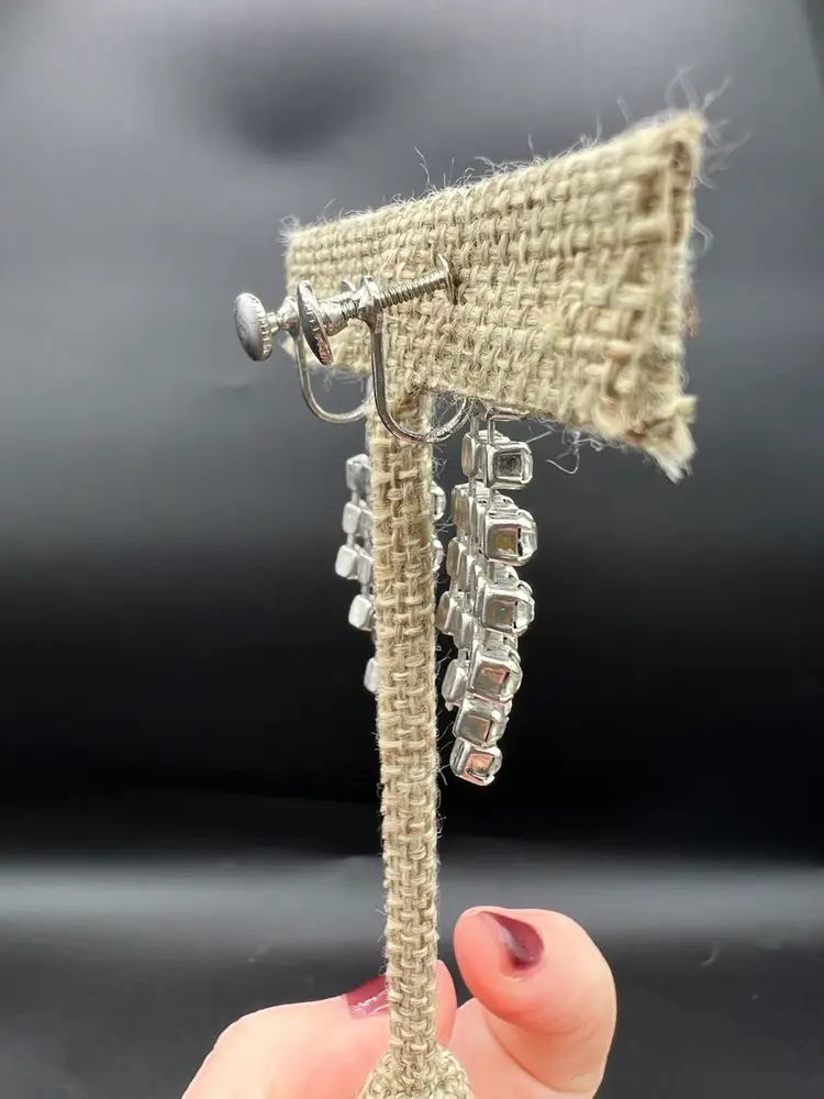 Vintage Rhinestone Screw Back Earrings