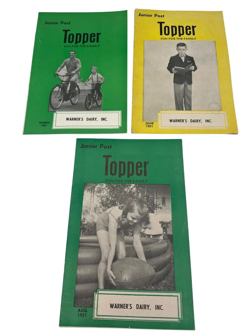 Vintage Warners Dairy Topper Magazines 1951 Issues Family Fun & Recipes York PA