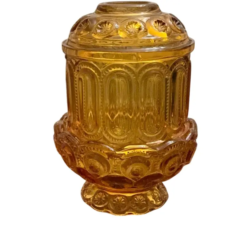 Vintage L.E. Smith 2-piece Amber Moon And Stars Fairy Lamp 6 1/2” X 4 1/2” READ